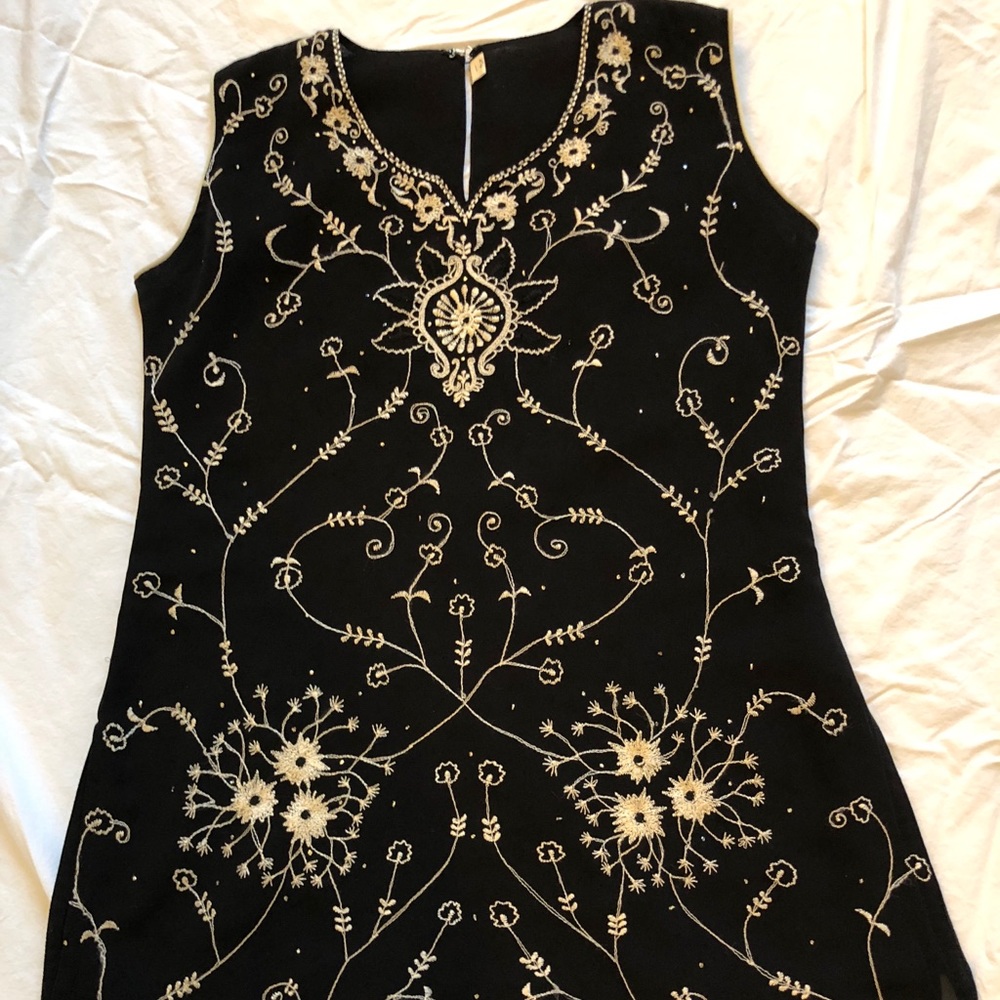 Black embroidered tank
